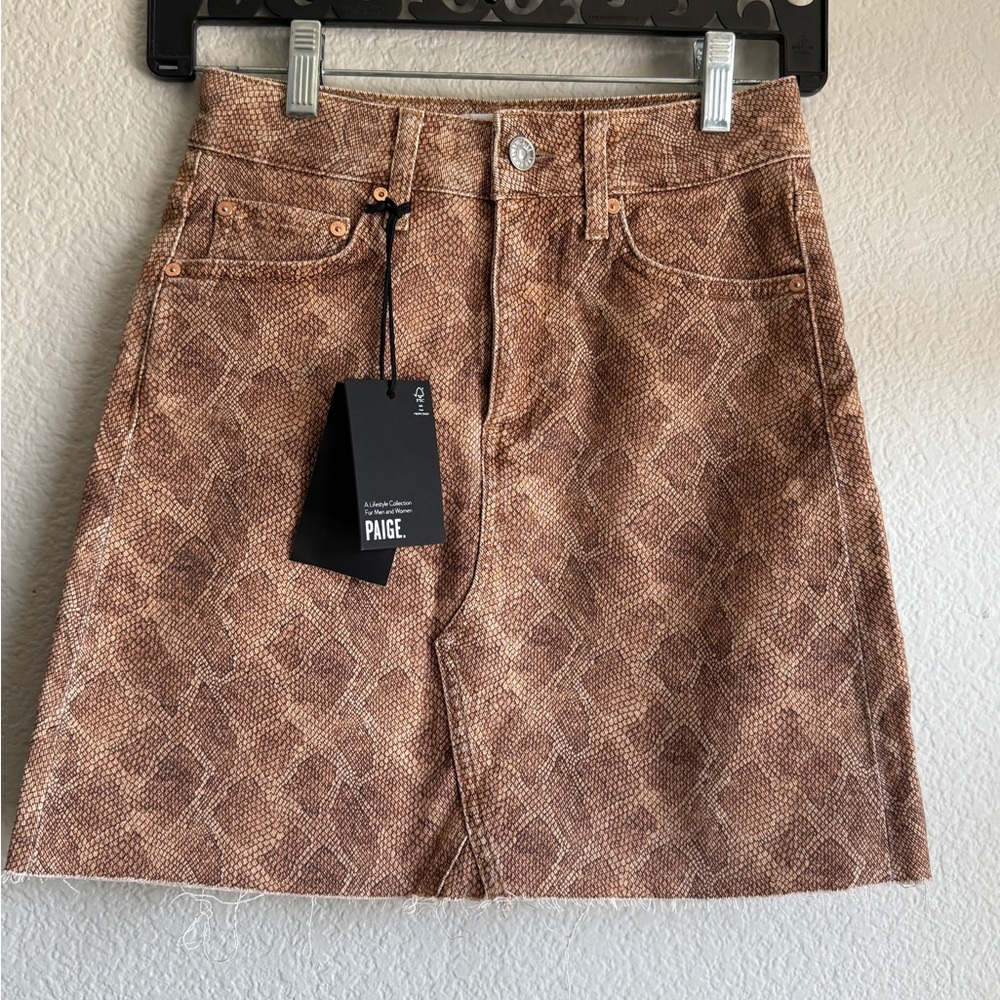 Paige Brown Snake Print Skirt